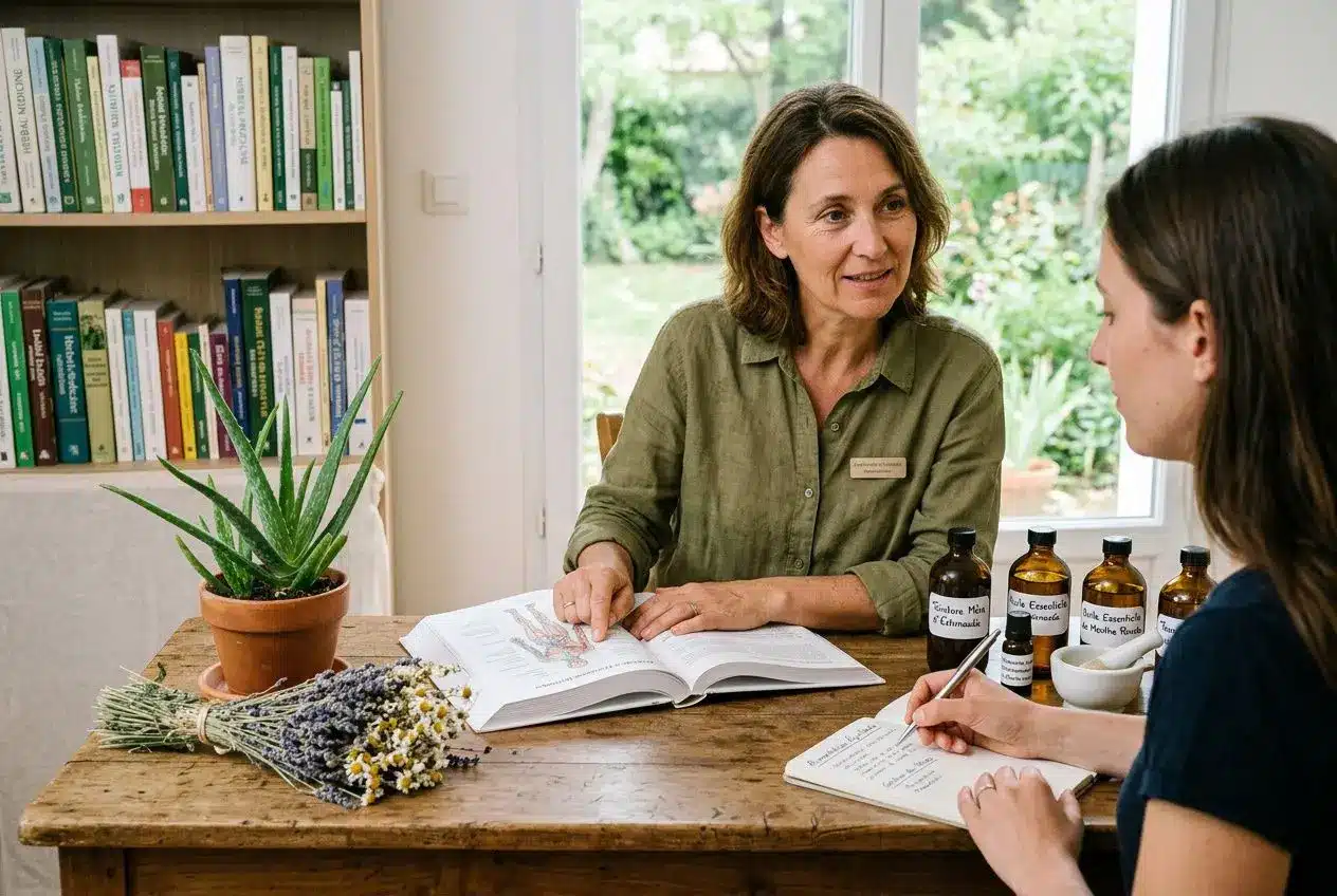 Illustration représentant les 5 principes fondamentaux de la naturopathie qui interagissent ensemble