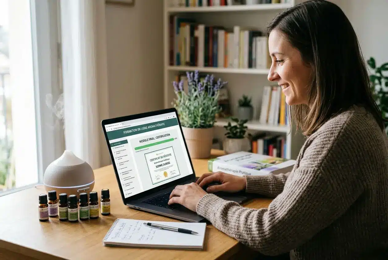 Tableau de bord e-learning avec modules aromathérapie